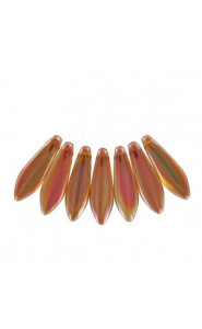 Czech Glass Daggers beads 5x16mm Crystal orange rainbow 00030-98538
